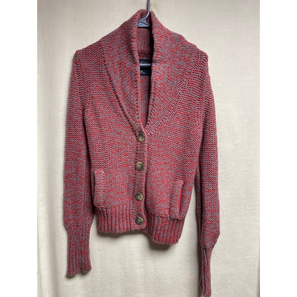 American Eagle Outfitters Shawl Collar chunky Knit Cardigan Sweater pink Gray M